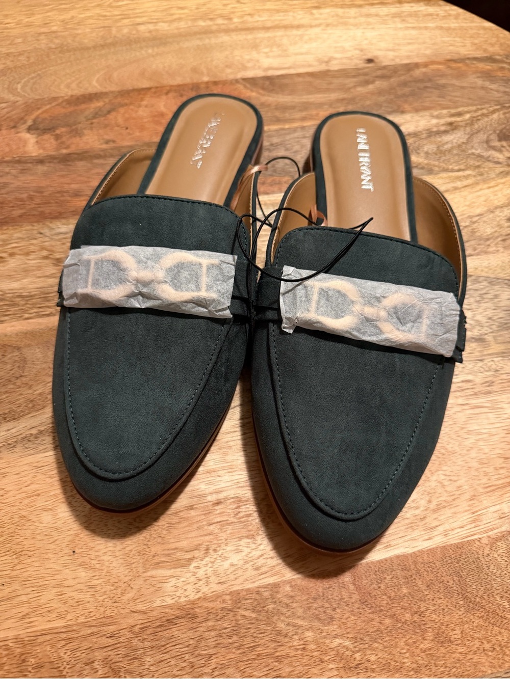 Lane Bryant Dark Green Suede Slip-On Mules